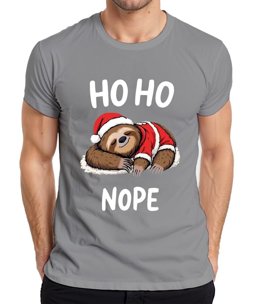 Ho Ho Nope Sloth Santa Hat Sleeping Funny Gift Unisexs Tshirt