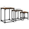  Coffee Tables, Nestable, 3 Pieces, Smoked Oak