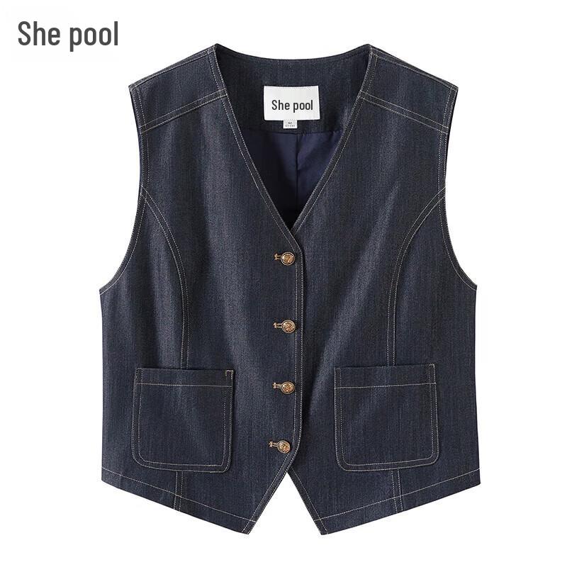 

Женский жилет от костюма для деловых поездок с V-образным вырезом и однобортной застежкой S