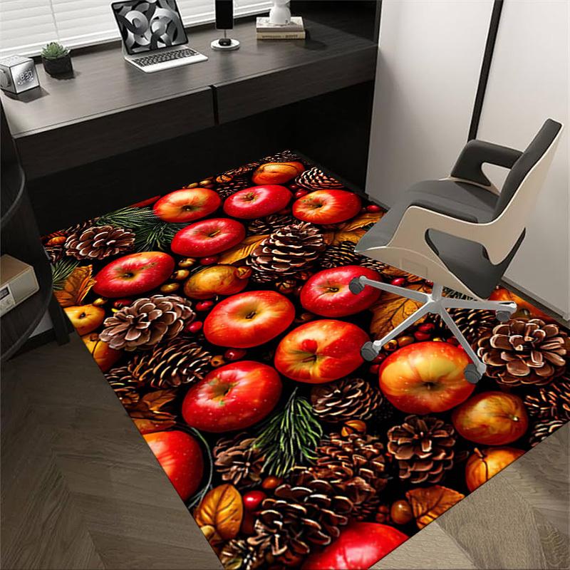 

1PC Apples Pinecones Non-Slip Floor Carpet Compatible for Office&Living Room&Bedroom&Dining room - Flat-Weave Machine-O348 60cm by 90cm