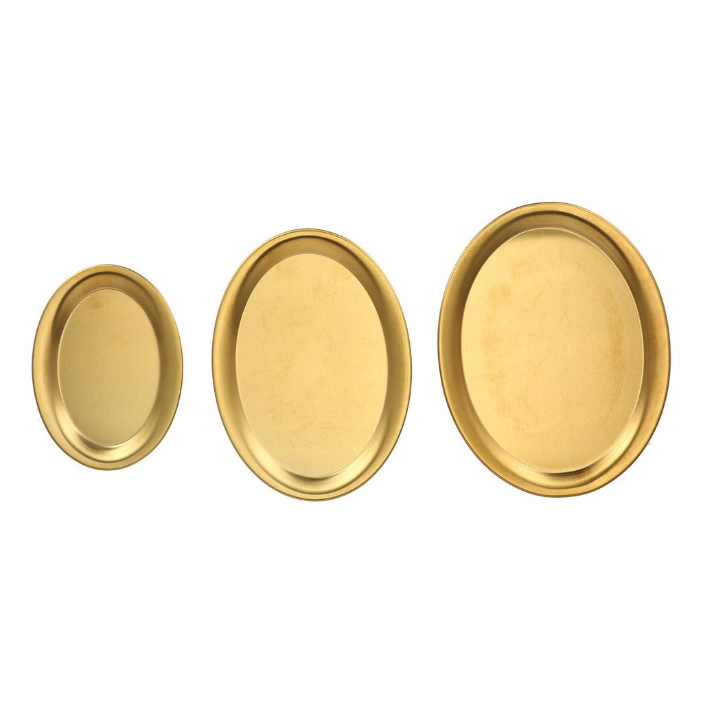 3pcs Stainless Steel Dessert Tray Mirror Polishing Process Snack Jewelry Display TrayGold