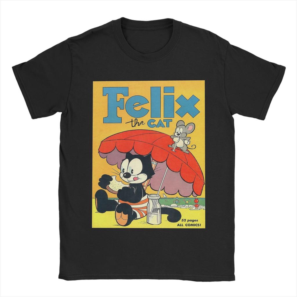 T-shirt à Manches Courtes Imprimé Graphique pour Hommes Femmes F-Felix le Chat Dessin Animé 100% Coton Vêtements T-shirts