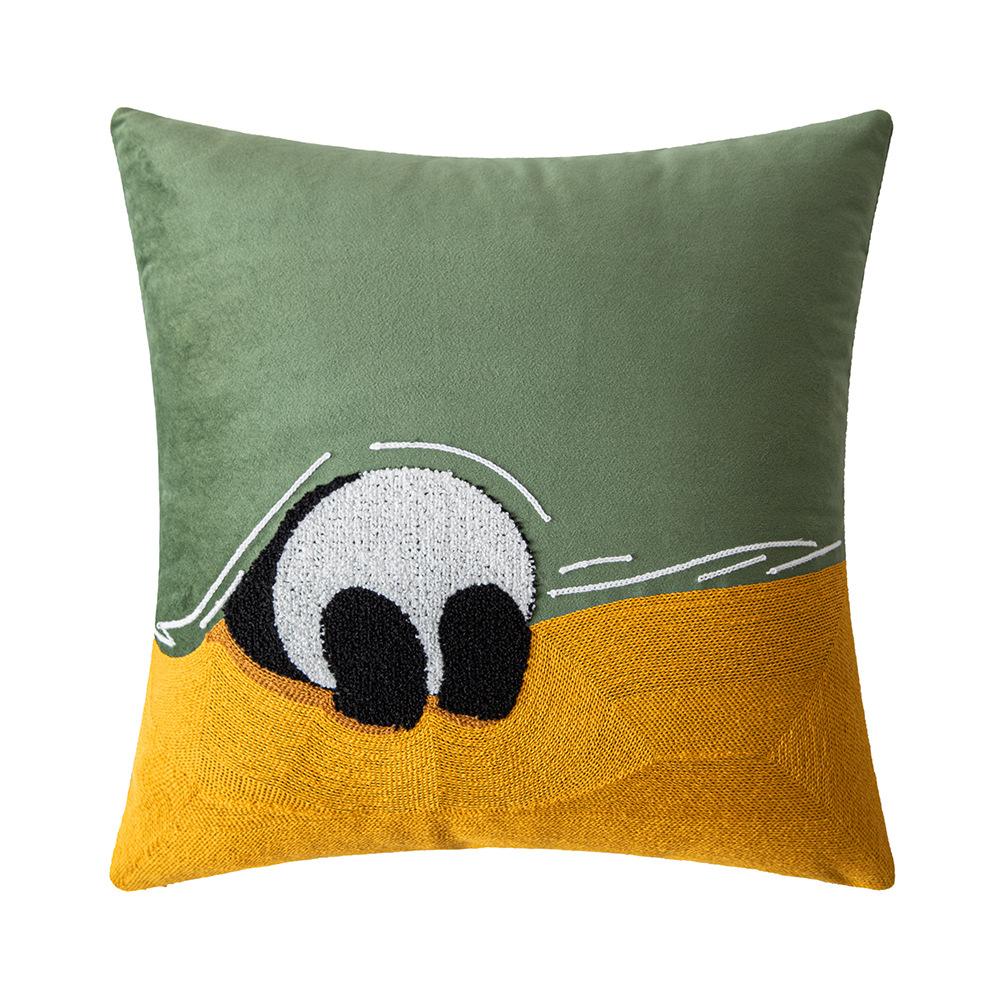 Cute Cartoon Embroidered Pillowcase Living Room Sofa Children's Room Bedside Cushion Pillow Animal Cat Pillow