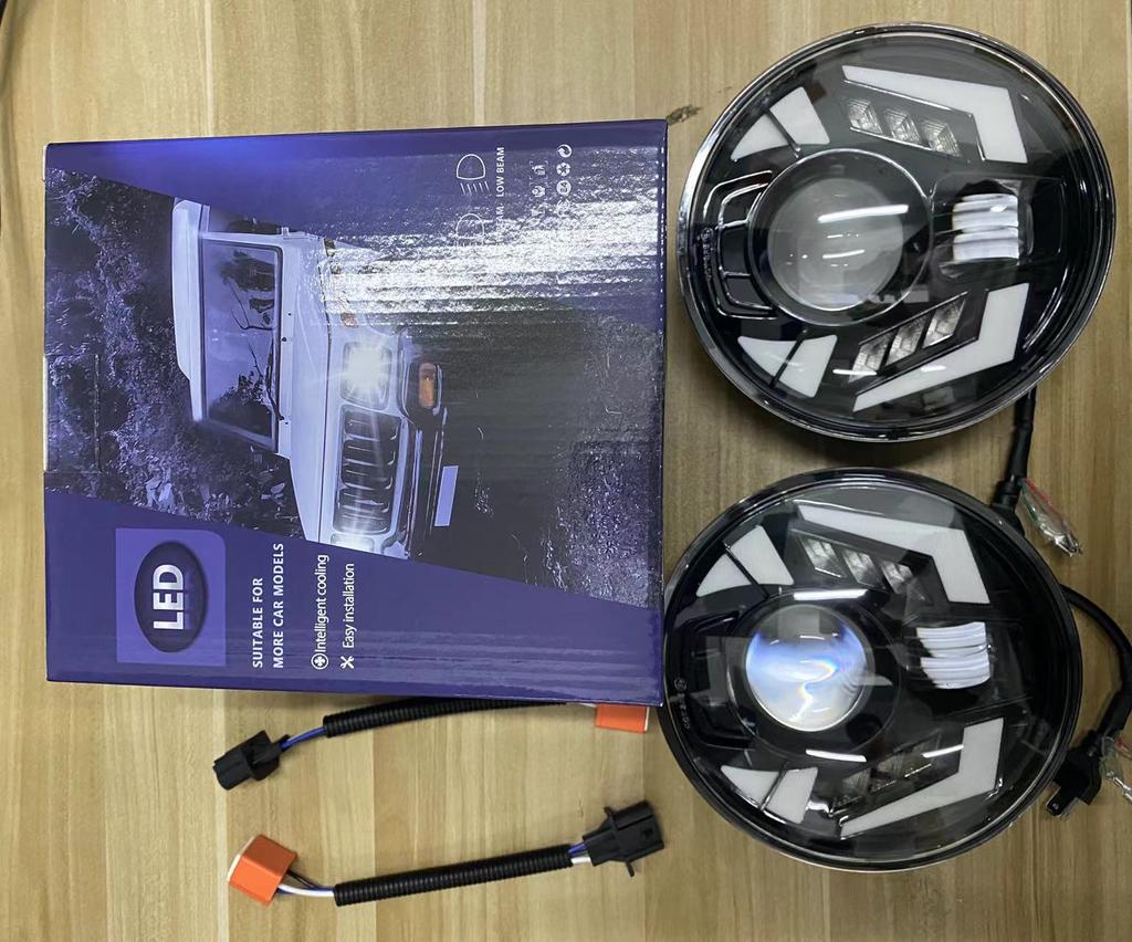 7-Zoll-LED-Scheinwerfer, wasserdichte runde Scheinwerfer mit Fern- und Abblendlicht, DRL-Blinkerersatz