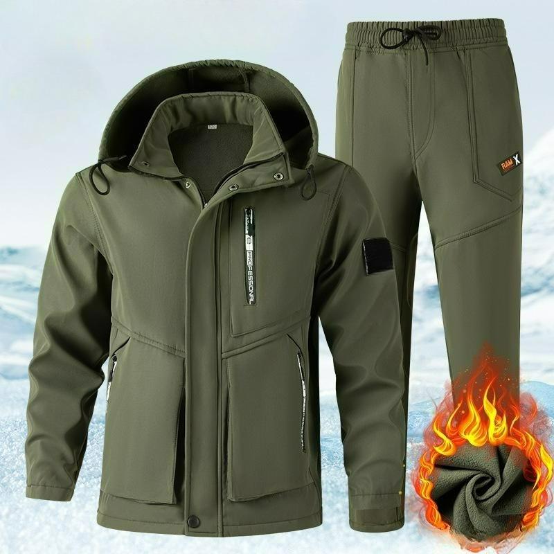 

Winter Plus Velvet Thickened Suit Overalls Suit Men s Cold-proof, Warm, Waterproof and Wear-resistant Tooling Outdoor Labor Insurance Clothing 165 зелёный