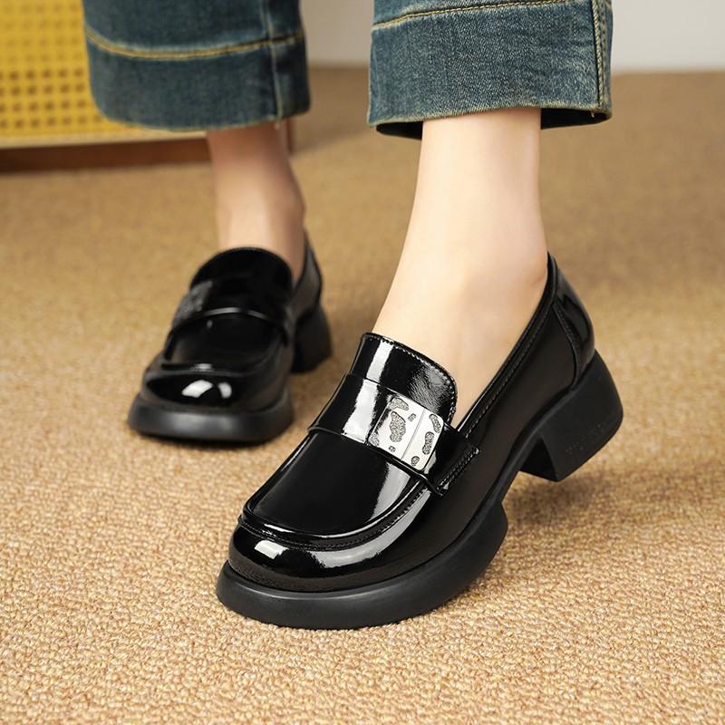 Fashion Retro Platform Heightening Loafers Womens Autumn New British Style Casual Small Leather Shoes Platform Comfortable Casual Shoes