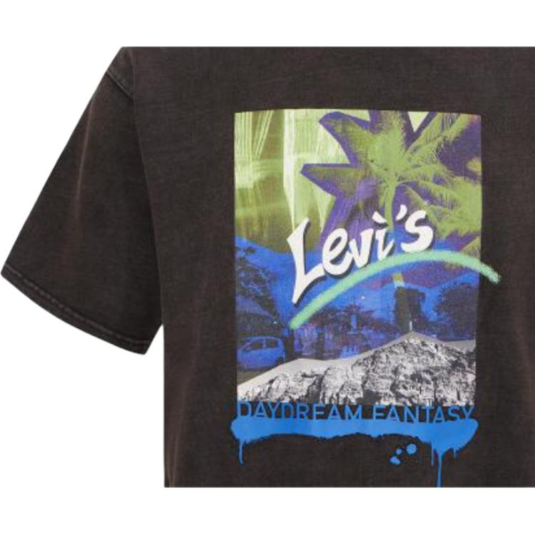 Levis Graphic Print Crew Neck Short Sleeve T-Shirt Men Tops Black A6403-0000