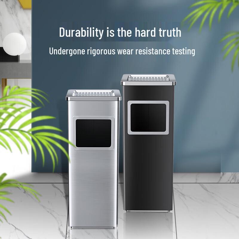HUIHUADU Square Stainless Steel Ashtray Trash Bin