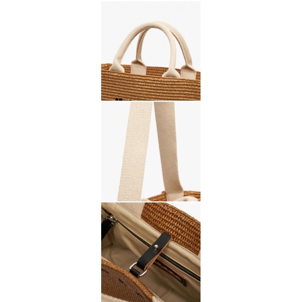 Marni Shmp0077u0 P3860 Z0r42 East West Raffia Small Top Handle Tote
