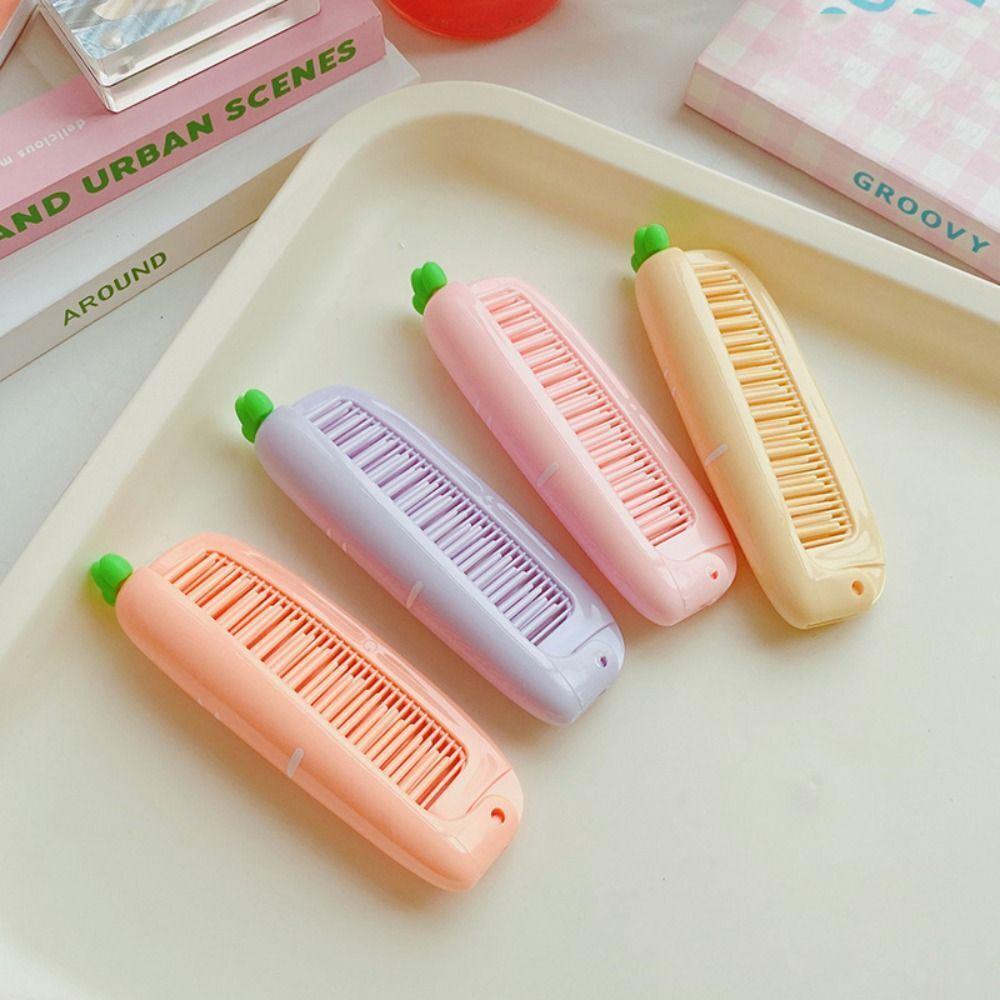 Pettine Pieghevole Carota Spazzola per Capelli Cartone Animato Portatile Pieghevole Pettine per Capelli Ragazze