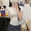 Women Solid Color Slim Fit Short Sleeve Crew Neck Casual T Shirt