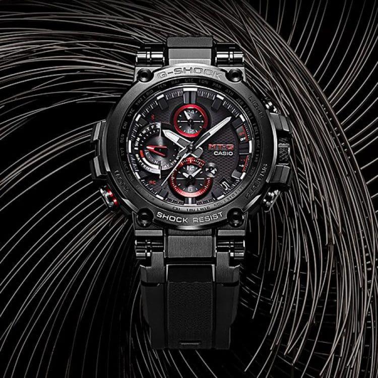G-Shock Seria Mtg Inimă de Oțel Ceas Sport cu Undă Radio pe Șase Canale Mișcare Quartz Solară Curea din Rășină și Oțel Inoxidabil Ceasuri pentru Bărbați Negru MTG-B1000B-1APR