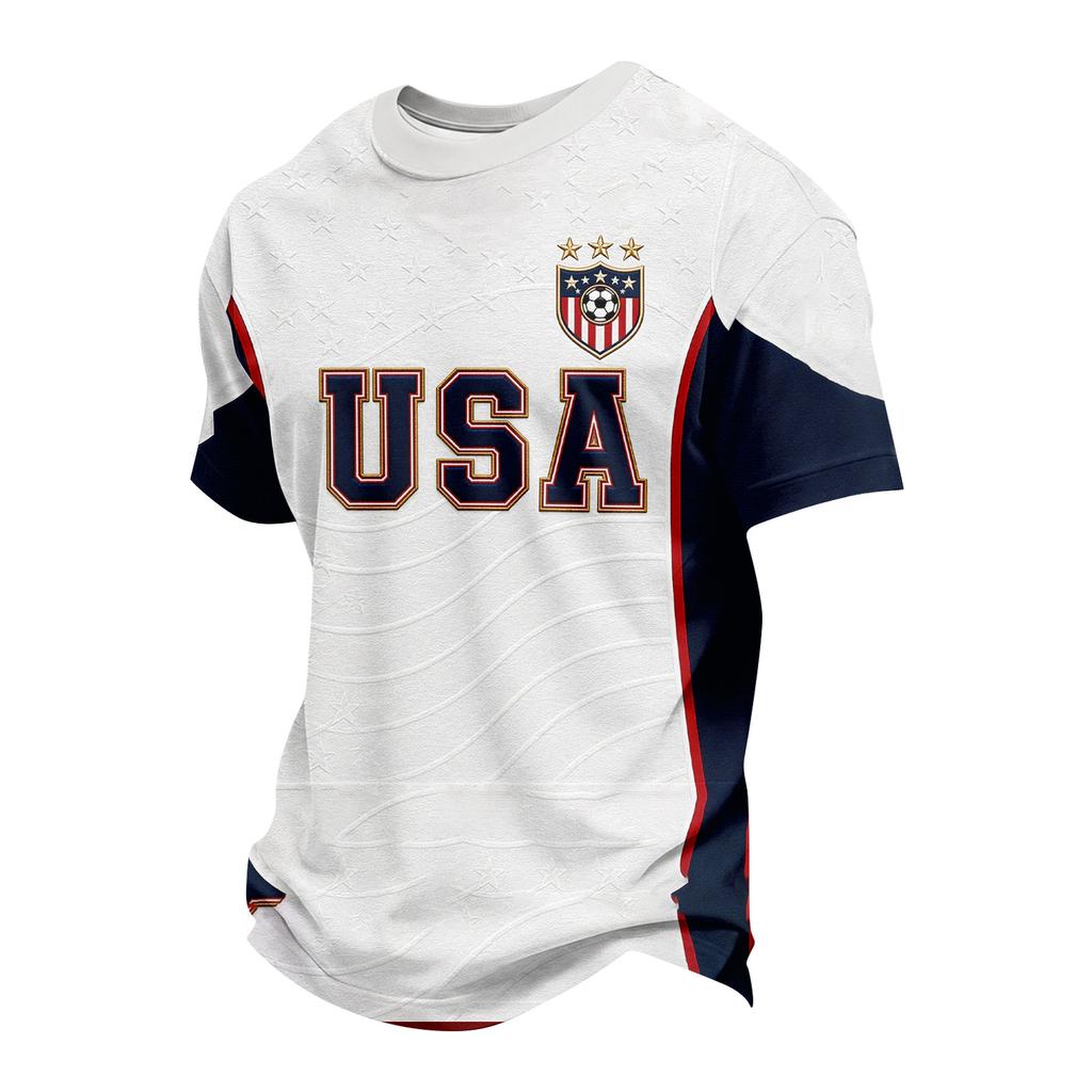 T-shirt Casual da Uomo con Stampa Calcio per Sport e Uso Quotidiano