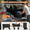 200L+100L Foldable Wagon & Tailgate, 140cm, Extra Wide 17x10 cm All-Terrain Wheels Hand Cart, Ideal for Garden, Shopping, Beach, Outdoor Use (Black)