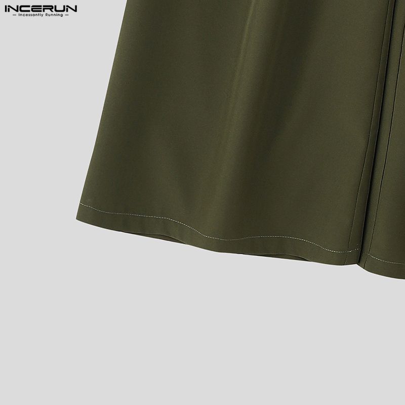 INCERUN Men High Waist Back Elastic Traditional Knot Casual Long Trousers Pants