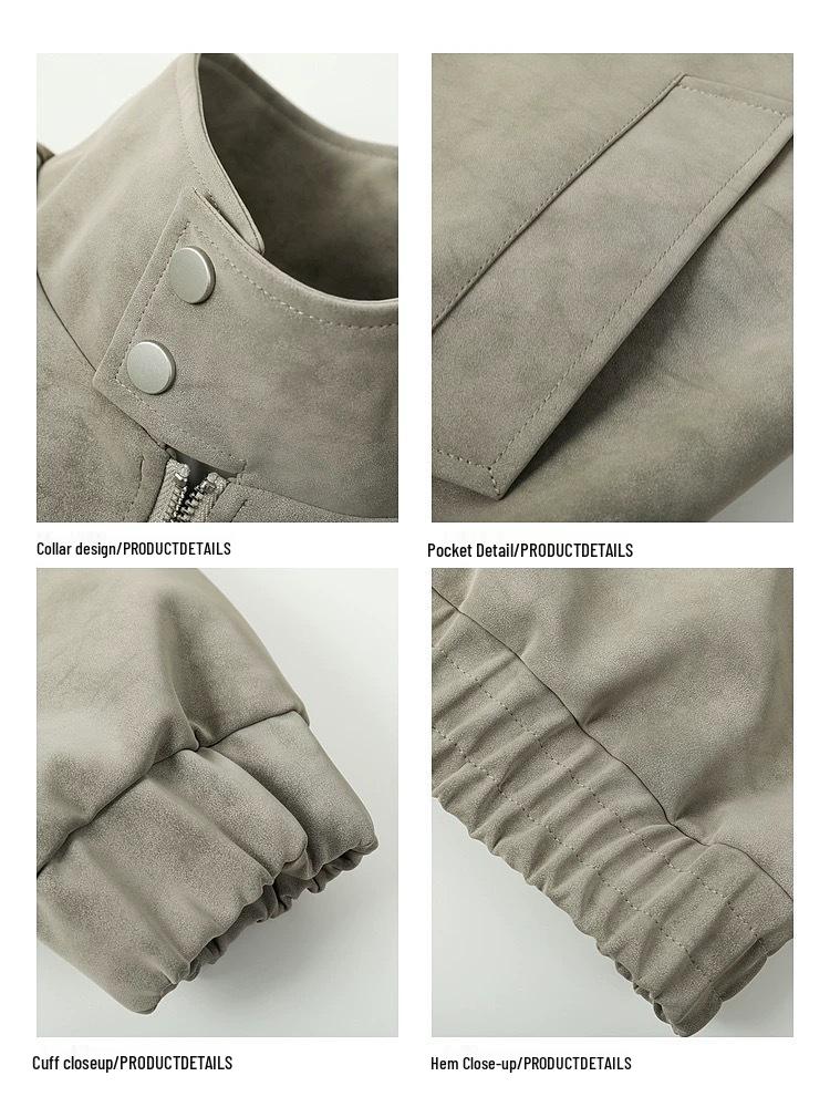 Herren Retro Tie-Dye PU-Leder Stehkragen Jacke - Amerikanischer High-End Stil, Coole Silhouette, Motorrad Arbeitskleidung