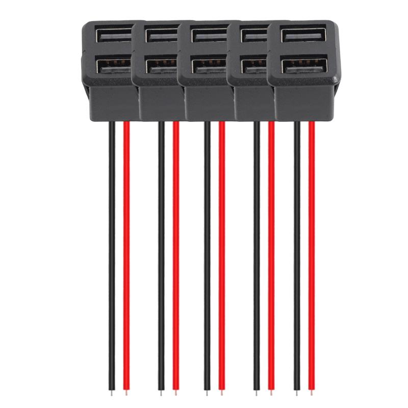 Czarny Podwójna Warstwa Gniazdo USB Typu C Żeńskie Lampa USB Gniazdo Zasilania Żeńskie ze Złączem Kablowym Akcesoria Samochodowe 1-10 szt.