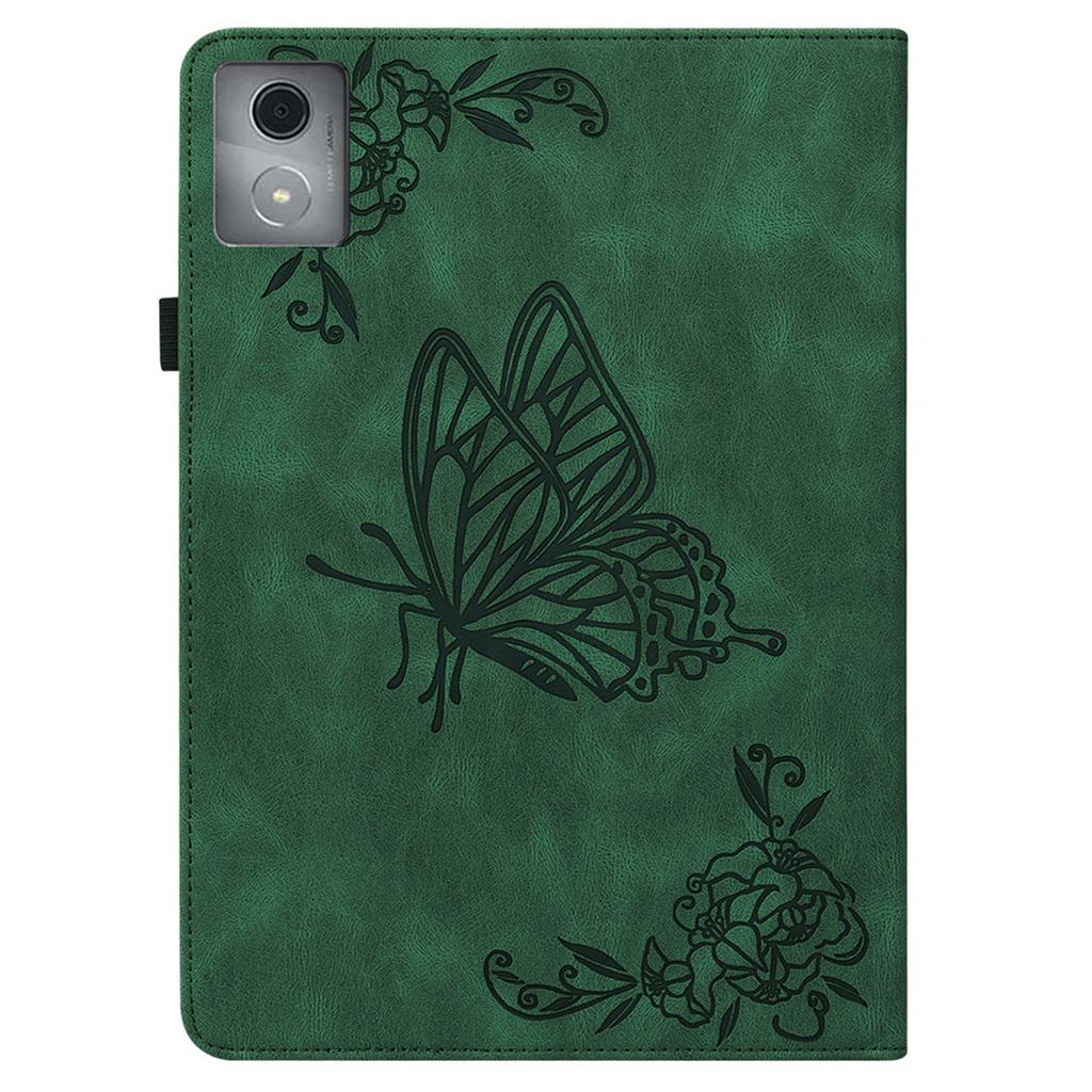 For Lenovo Tab K11 Plus Case Butterfly Flower Imprint PU Leather Tablet Cover with Card Slots