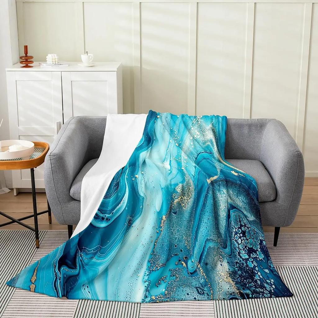 Marble Texture Series digitalprinted polyester Bedroom velvet flannel cover blanket Fleece soft sofa cover blankets for beds