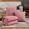 Dual-Use Embroidered Pillow Blanket: Office Nap & Car Cushion Combo