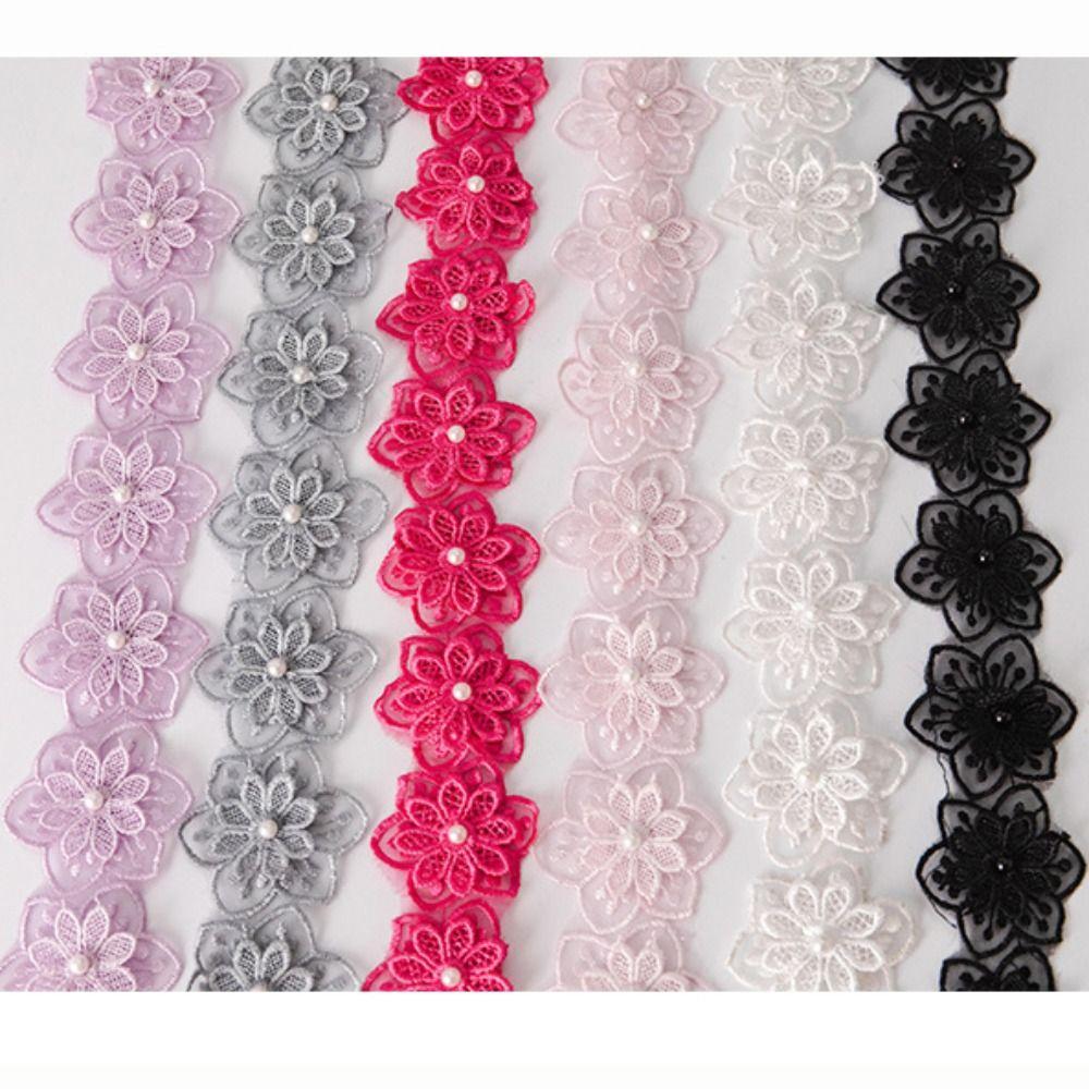 Décoration Perles Dentelle Brodée Double Couche Garniture Florale Dentelle Perle Fleur Robe de Mariée
