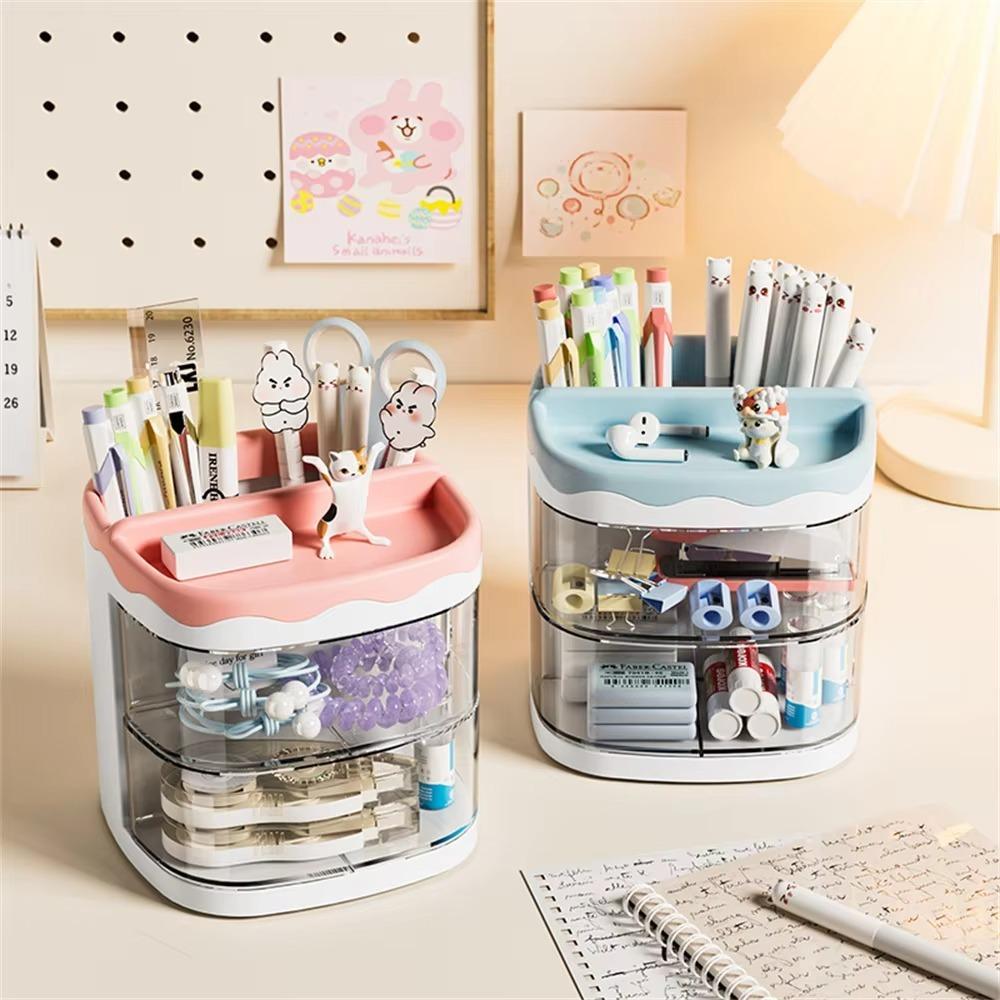 Acrylic Desk Organizer Portable Makeup Brush Storage Box Pencil Case  Home Office School
