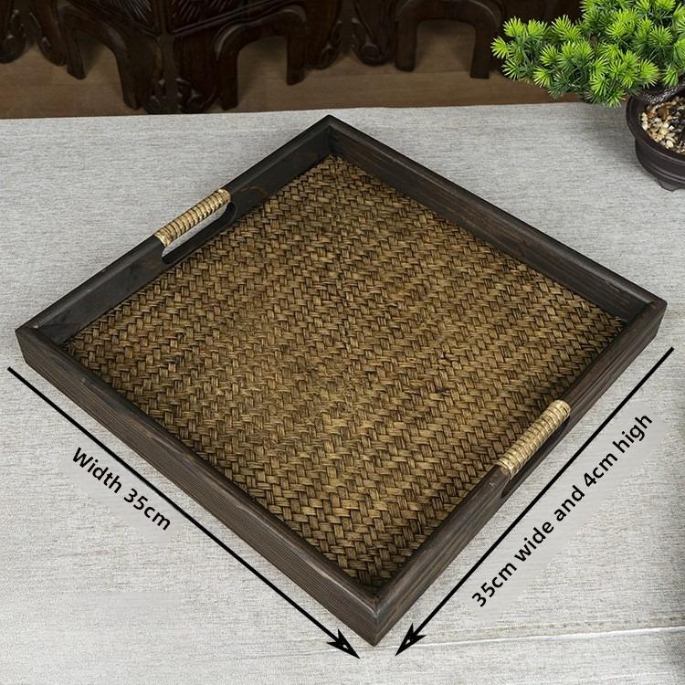 

Поднос из ротанга и дерева в тайском стиле, Юго-Восточная Азия, салон красоты, отель, поднос для хранения и сервировки чайных чашек
