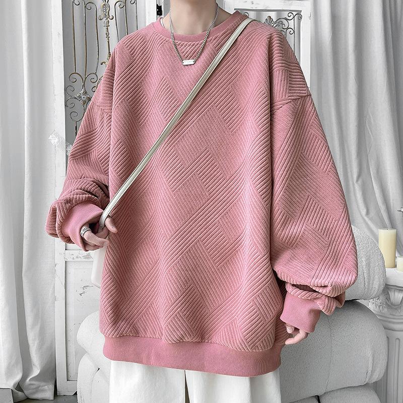 Hoodie Men Spring and Autumn New Casual Jacquard Long Sleeve Crew Neck Coat Men's Blazer Men's Undercoat