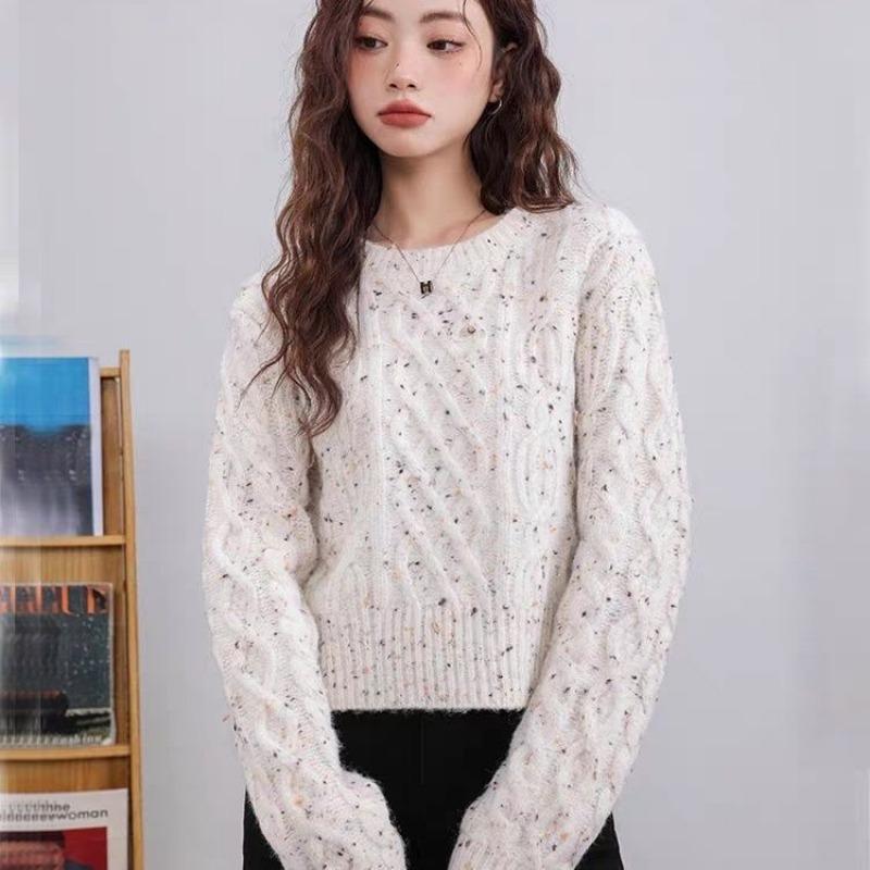 Lazy Style Soft Glutinous Color Dot Sweater for Girls Loose Knit Pullover Versatile Casual Top for Autumn and Winter Jacket New