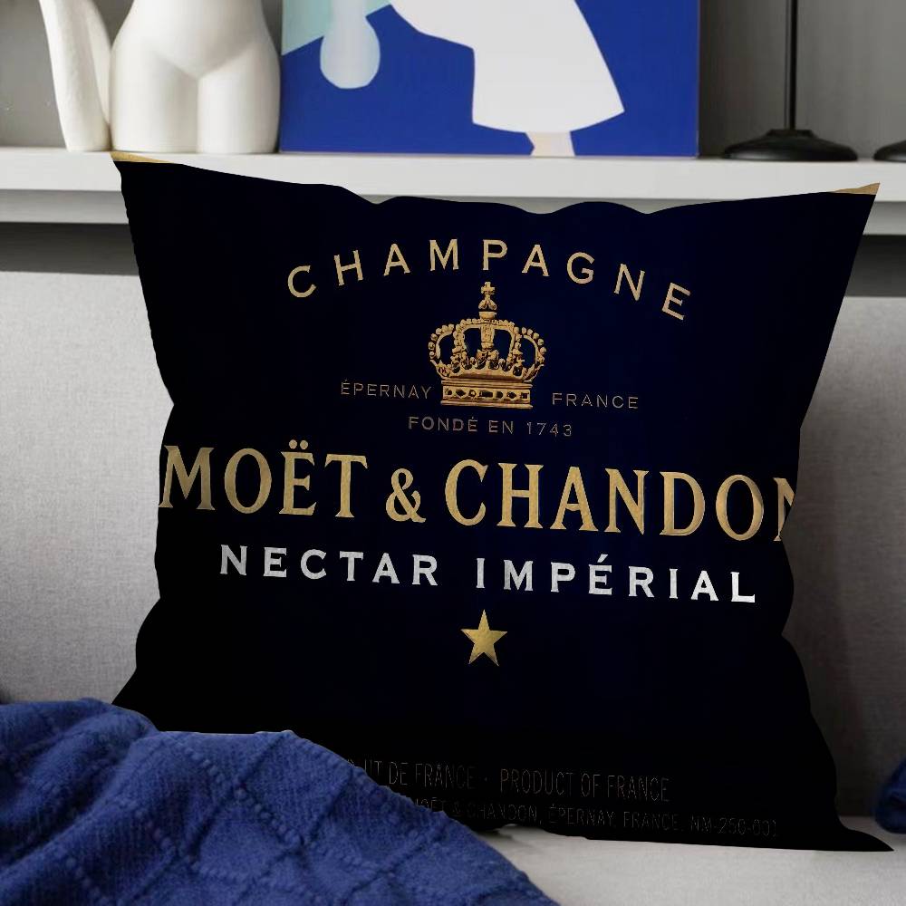 

Champagne M-Moet &Chandon Pillow Cover For Bedroom Room And Living Room Sofa Decorative Cushion Cover 12x12Inch