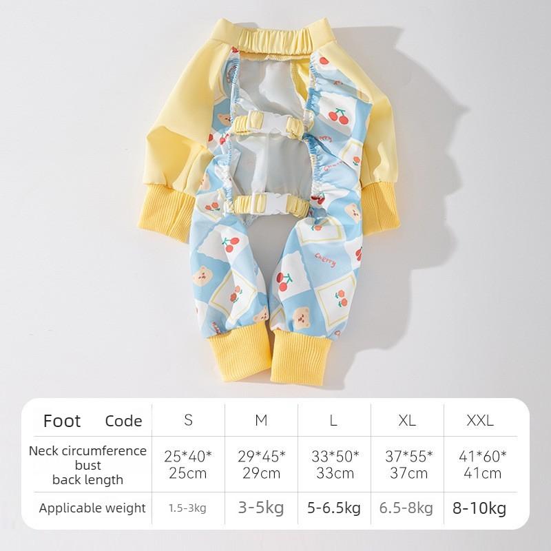 

Dog Coats Pet Outfits Puppy Clothing All-inclusive with Feet Dust Pants Summer Out Foot Anti-dirty Waterproof Pet Dog Clothes S 1-1.5 kg жёлтый