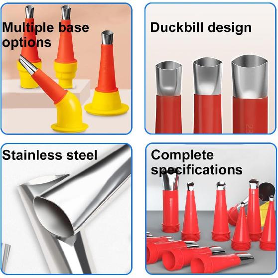 Caulk Finisher Kit Caulking Nozzle Tips Stainless Steel with Connection Bases Replacement 30 Pieces