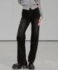 Plack Woman Striped Washed Denim Pants T60 Black
