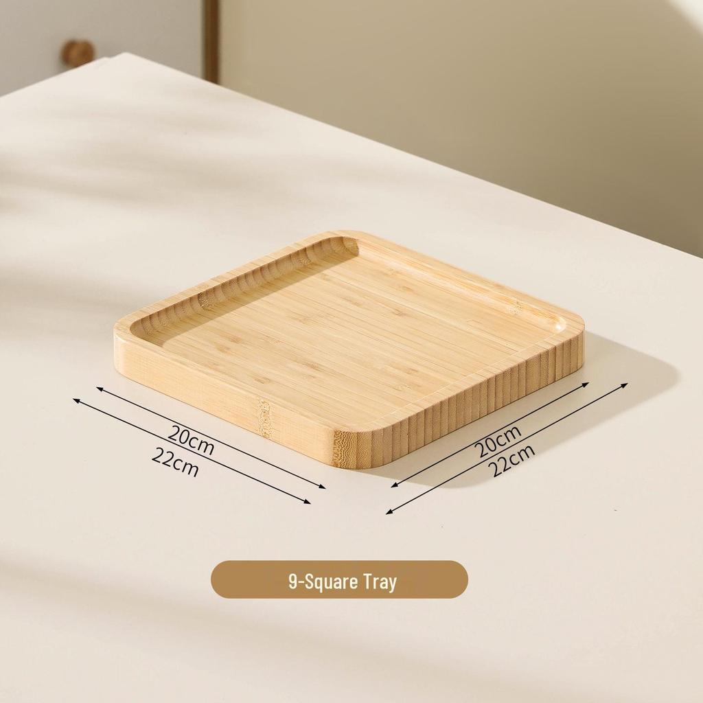 Japansk Stil Bamboo Träbricka: Rektangulär & Rund Middags- och Snackstallrik för Te, Frukt, Nordisk Display