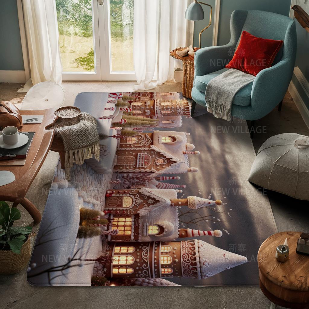 House Entrance Carpet Home Door Mat Living Room Bath Foot Bathroom Non-slip Water Absorption Rugs Bath Merry Christmas Winter