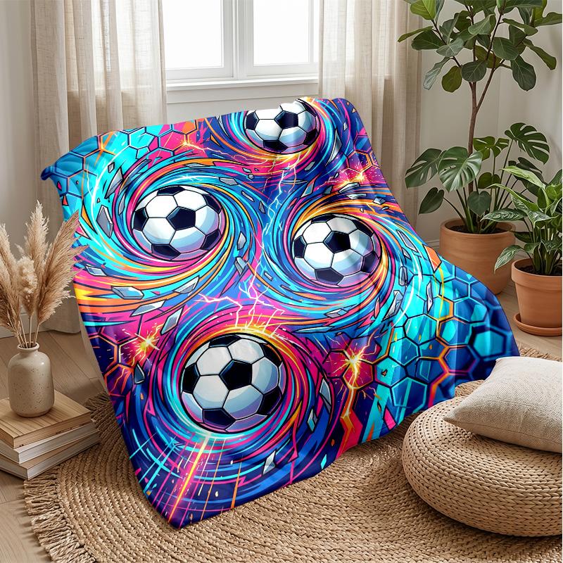Soccer Ball In Water Theme Blanket Lightweight Warm Flannel Blanket Decorative Throw Blanket for Home Decoration