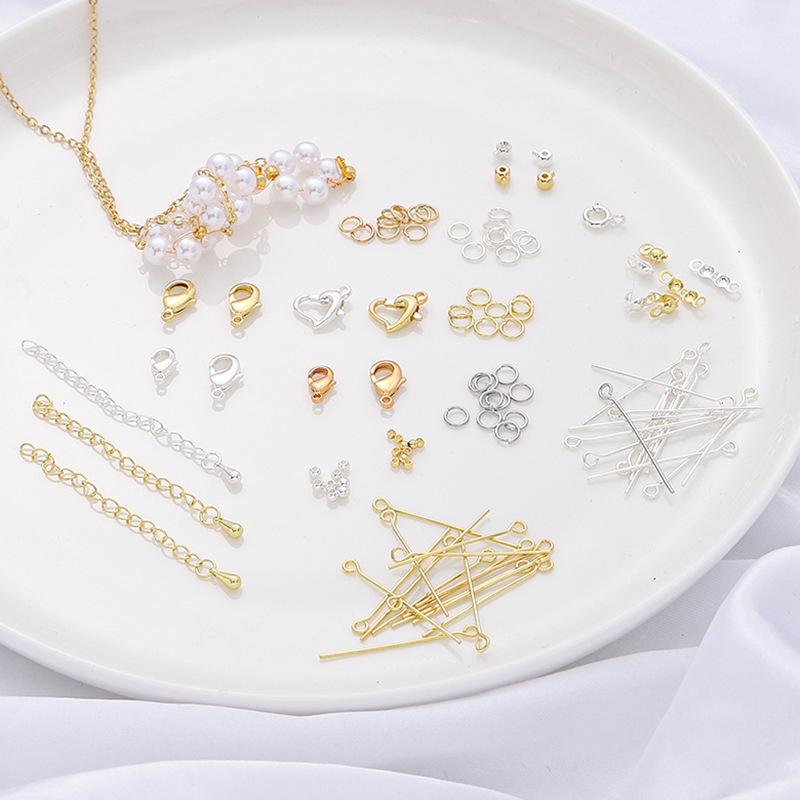 14/18K Gold-Filled Lobster Clasp End Cap, 9-Pin Open Jump Ring, Extension Chain for Handmade Jewelry DIY Accessories