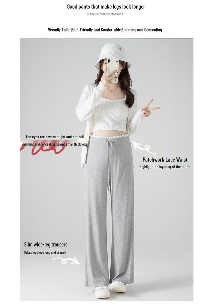 Maternity Wide-Leg Knit Pants - Spring Style, Thin & Drapey