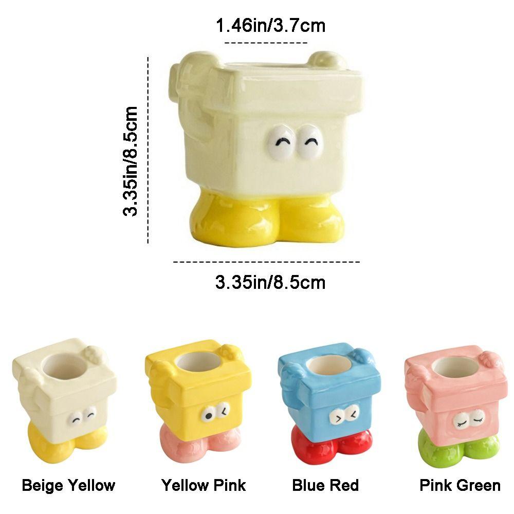 Ceramic Dopamine Toothbrush Holder Cute Stable Manual Toothbrushes Holder Free Standing Decorative Toothpaste Storage Shelf