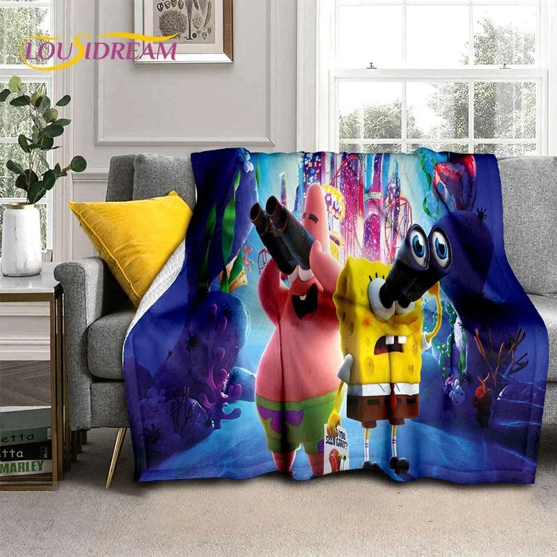 Funny S-SpongeBob Patrick Star Cartoon Soft Flannel Blanket for Beds Bedroom Sofa Picnic,Throw Blanket for Outdoors Leisure Gift