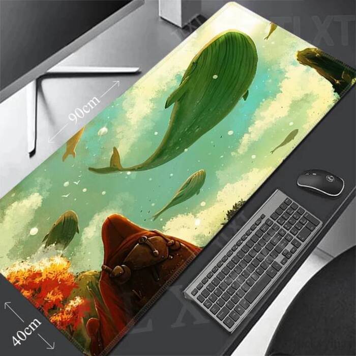 Gamer Mousepad Whale Anime Mouse Pad Large Mouse Mat Natural Rubber Desk Rug Office PC Desk Mats Design Mousepads 40x90cm
