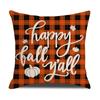 New Autumn Pillow Cover Watercolor Plaid Printed Maple Leaf Pumpkin Letter Pillow Home Cushion