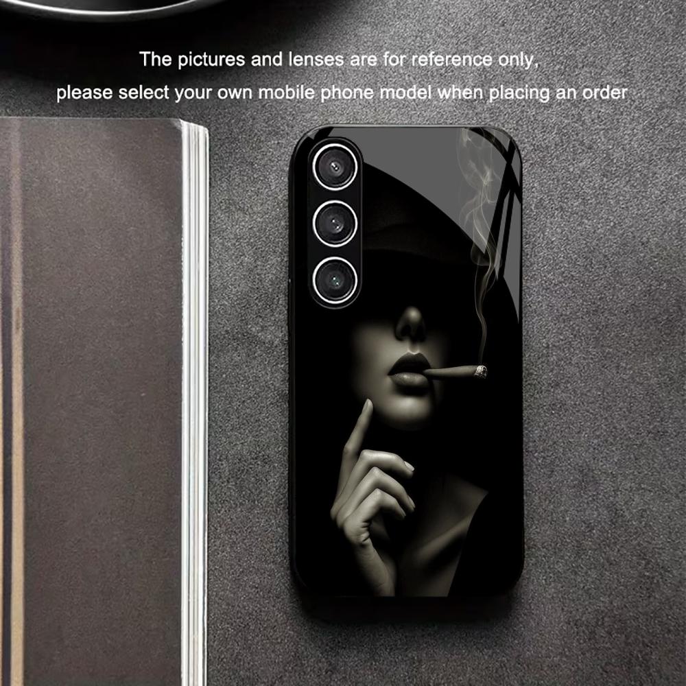 Female Glamour Charm Man PhoneCase Glass PhoneCase for Samsung Galaxy S26 S25 S24 S23 S22 S21 FE,Ultra,Plus Dropresistant