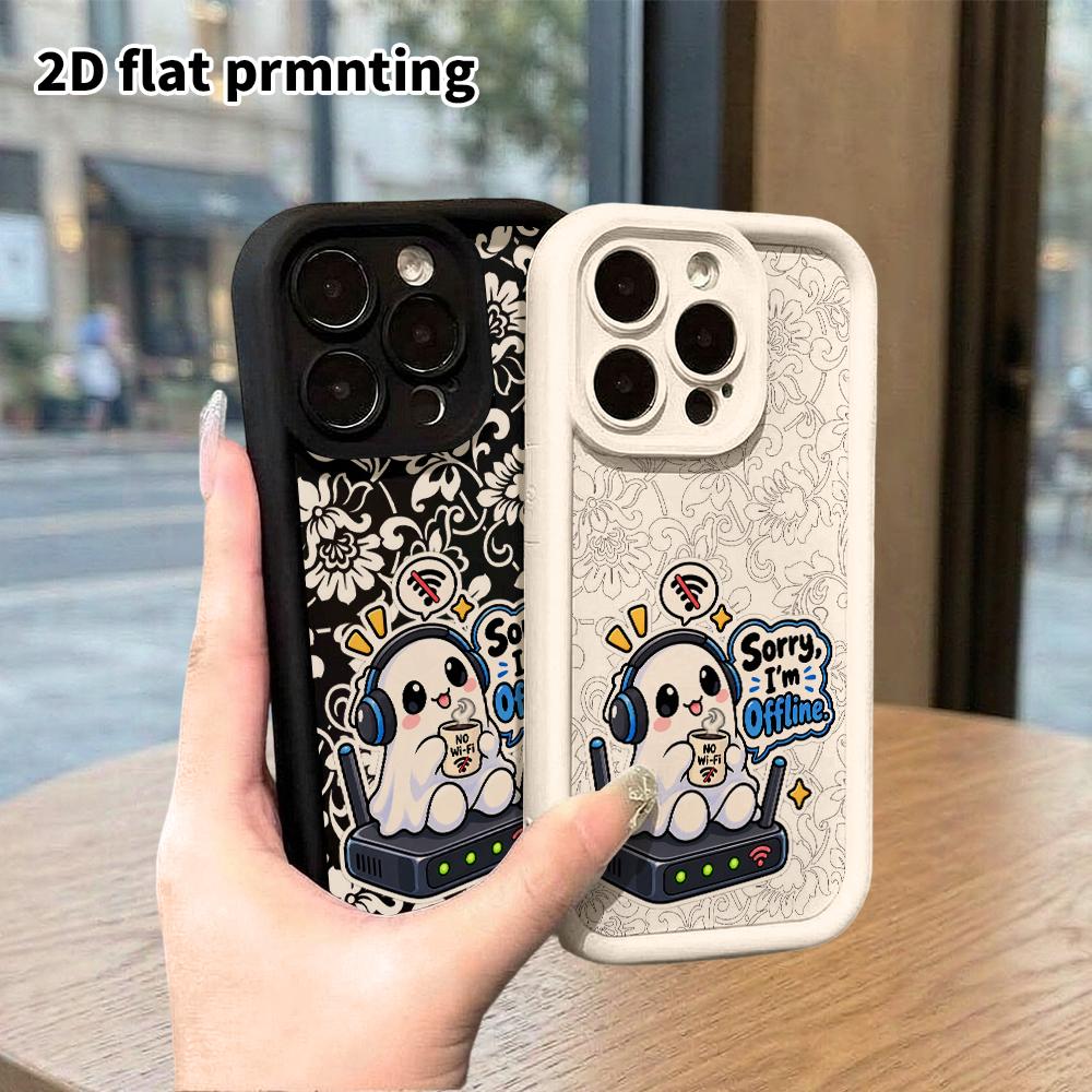 Phone Case: 2D flat design suitable for iPhone 18, 17, 16, 15, 14, 13 Pro protective case, unisex, offline little ghost, Christmas and Halloween gifts