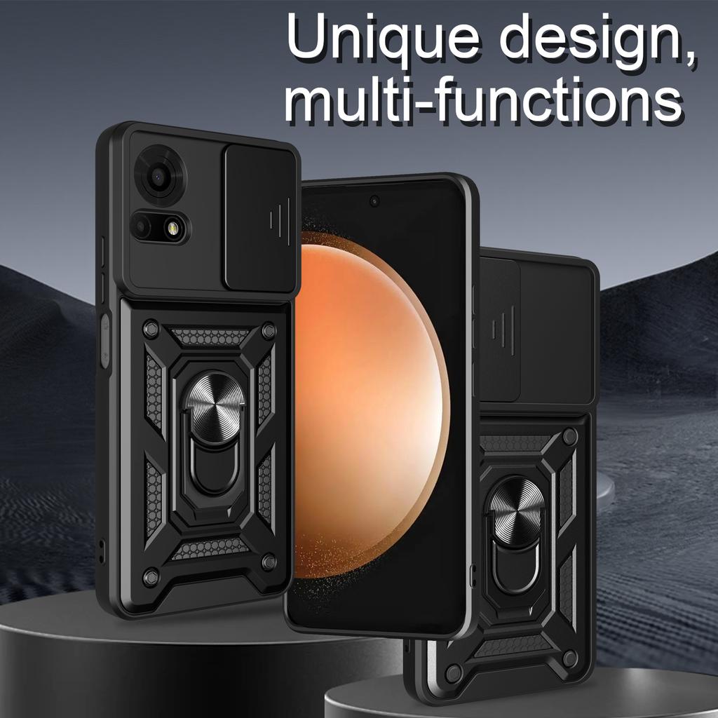 For TCL 50 LE Case with Slide Camera Lid PC+TPU Kickstand Phone Cover