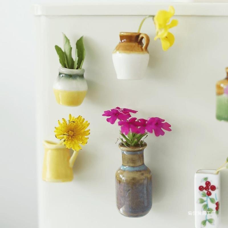 DIY New Personalized and Creative Ceramic Vase with Magnetic Stickers, Antique Style Commemorative Home Decoration Ornaments