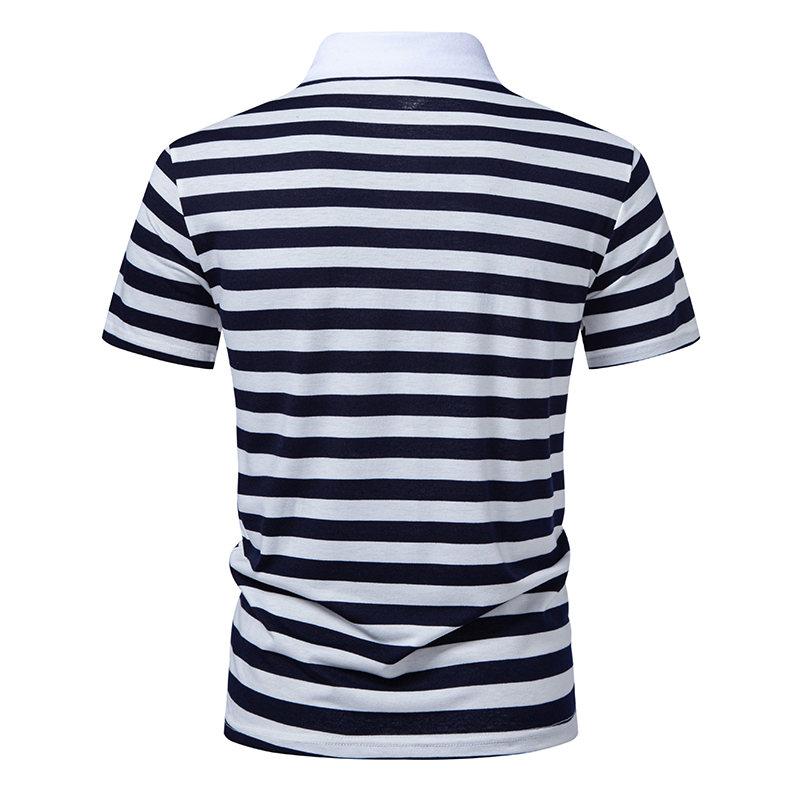 Summer Men's Classic Striped Polo Shirts Short Sleeve Breathable Casual T-Shirt Contrast Color Lapel Collar Streetwear Basic Top