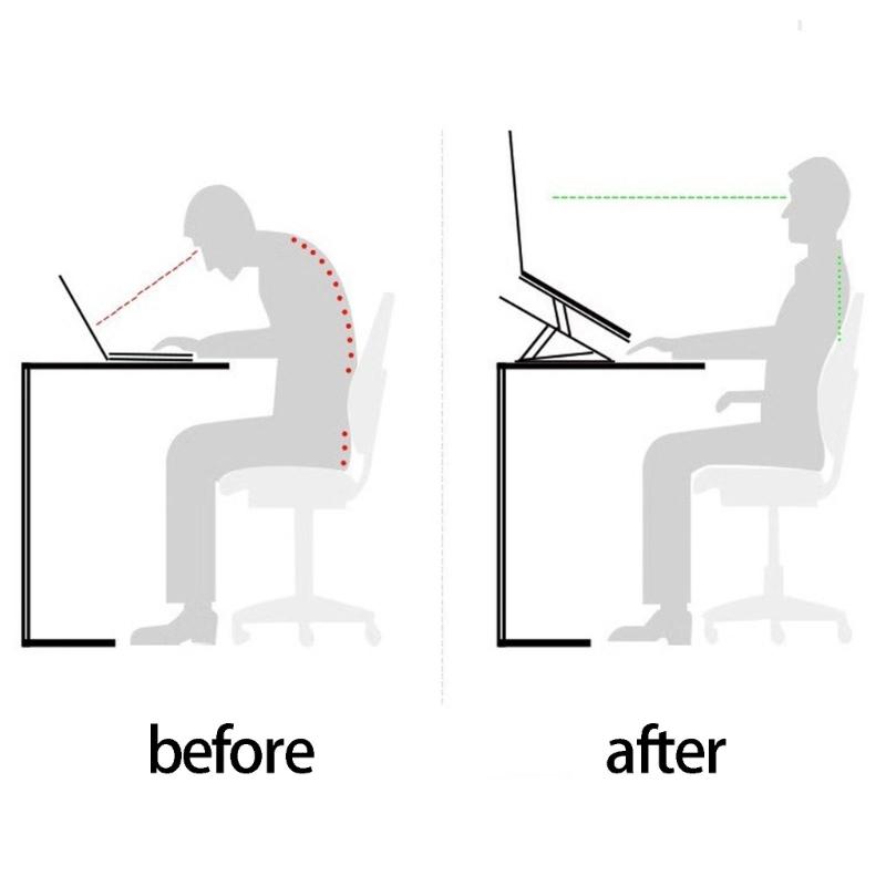 Collapsible Notebook Computer Stand Featuring 10 Height Setting And NonSlip Silicone Pad