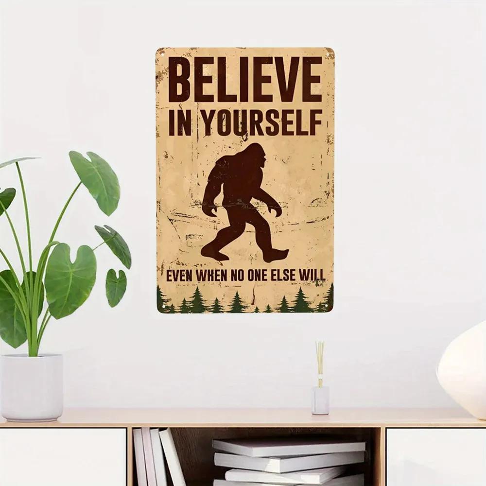 Gorilla Retro Warnschild Bigfoot Lustiges Poster Dekoschild für Zuhause Zimmer Schlafzimmer Toilette Café Bar Außenwanddeko Geschenk