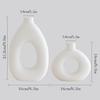 White Ceramic Vase Set of 2 for Home Decor, Round Matte Donut Vases for Pampas Grass, Nordic Style Flower Vases for Living Room Table Office Bedroom